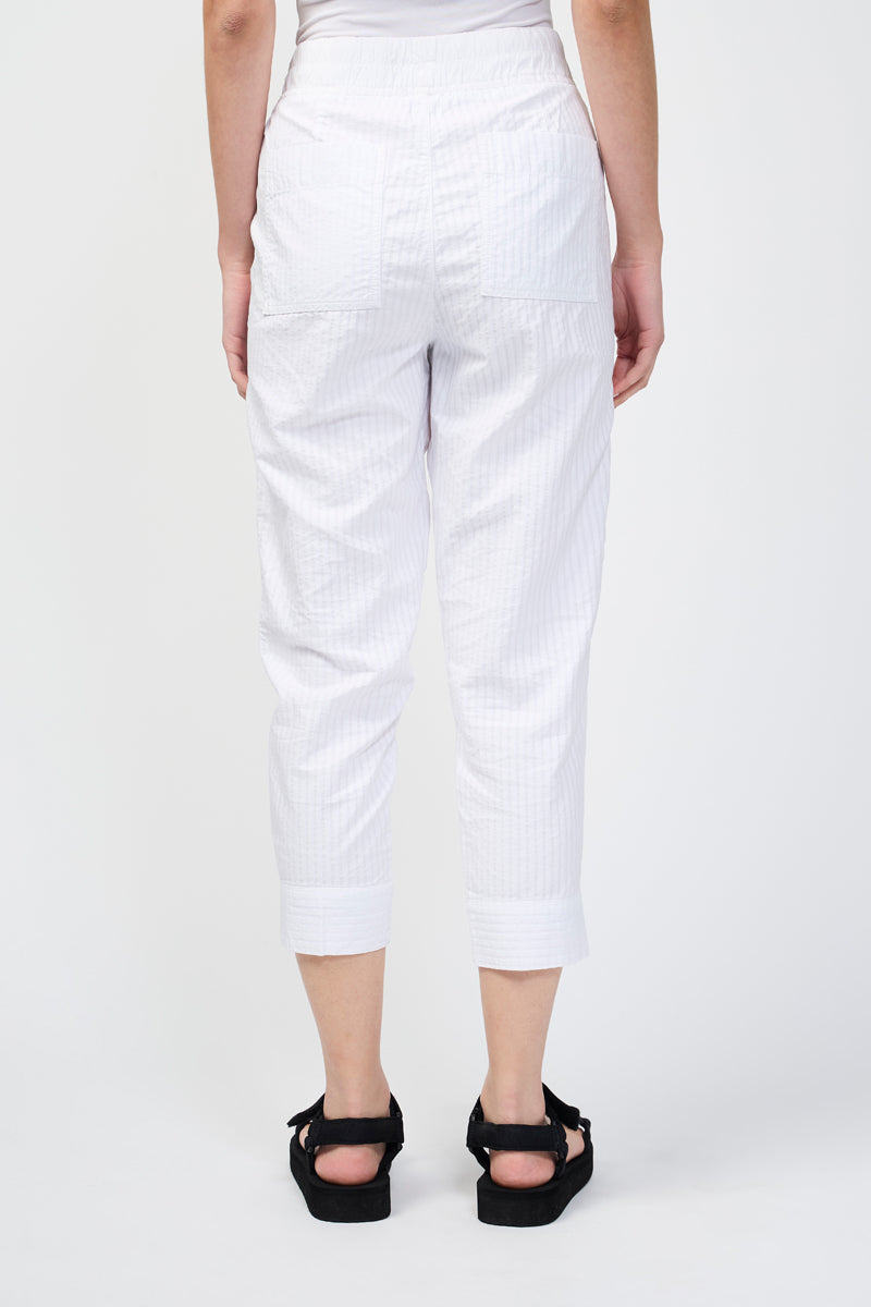 Pantalón Easy Fit Self Stripe - Blanco - Mujer