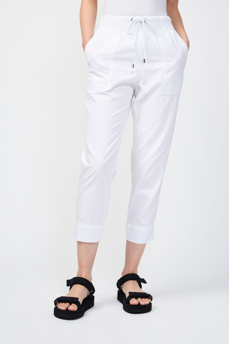 Pantalón Easy Fit Self Stripe - Blanco - Mujer