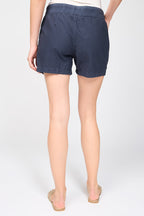Striped Cotton Shorts - Petrol Blue - Women