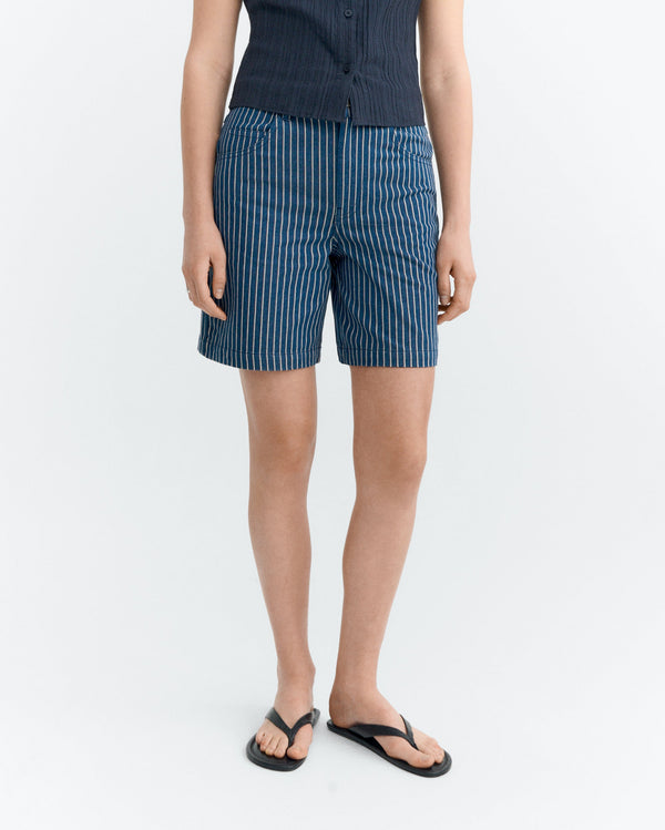 Pantalón corto rayas tinte natural ferrocarril Luisa sostenible - 2
