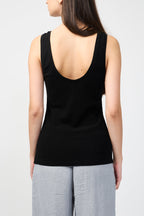 Top Sin Mangas Tencel Cachemira Con Escote Abierto - Negro - Mujer