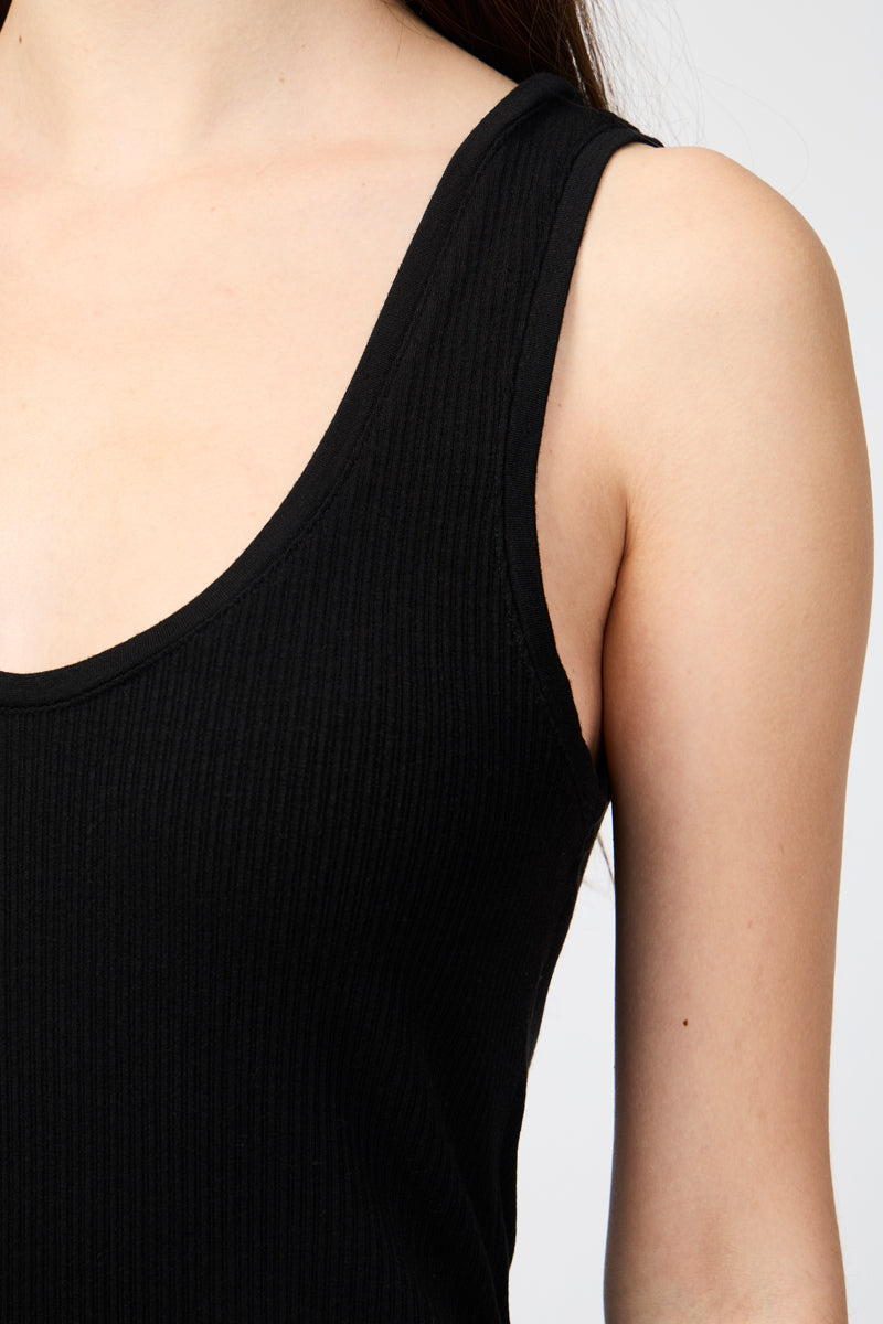 Top Sin Mangas Tencel Cachemira Con Escote Abierto - Negro - Mujer