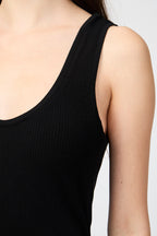 Top Sin Mangas Tencel Cachemira Con Escote Abierto - Negro - Mujer