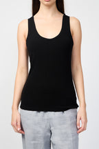 Top Sin Mangas Tencel Cachemira Con Escote Abierto - Negro - Mujer