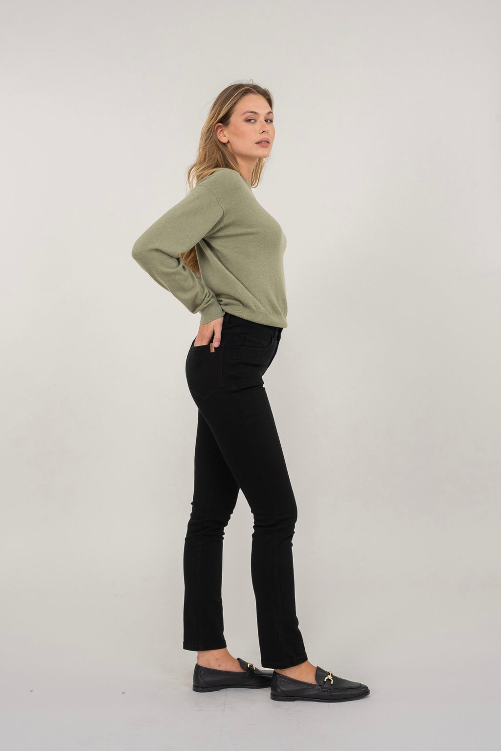 Proste Spodnie Nerium Denim - Czarny - Kobieta