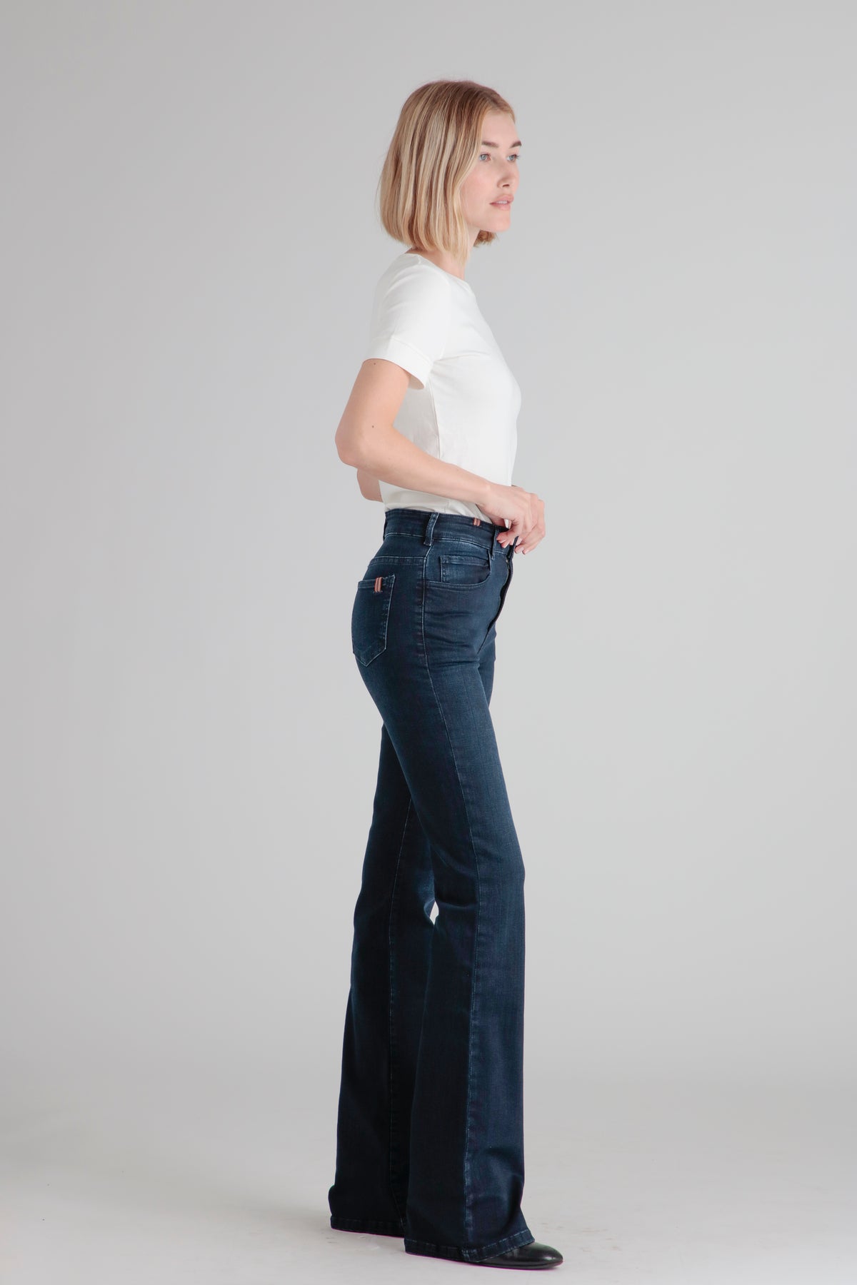 Jeans a zampa Dahlia - Blu nero - Donna