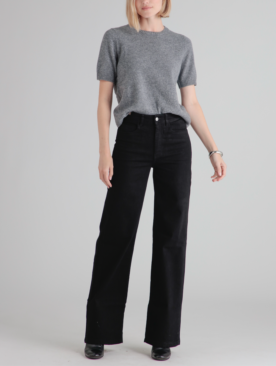 Wide Leg Silene Denim Trousers - Black - Women