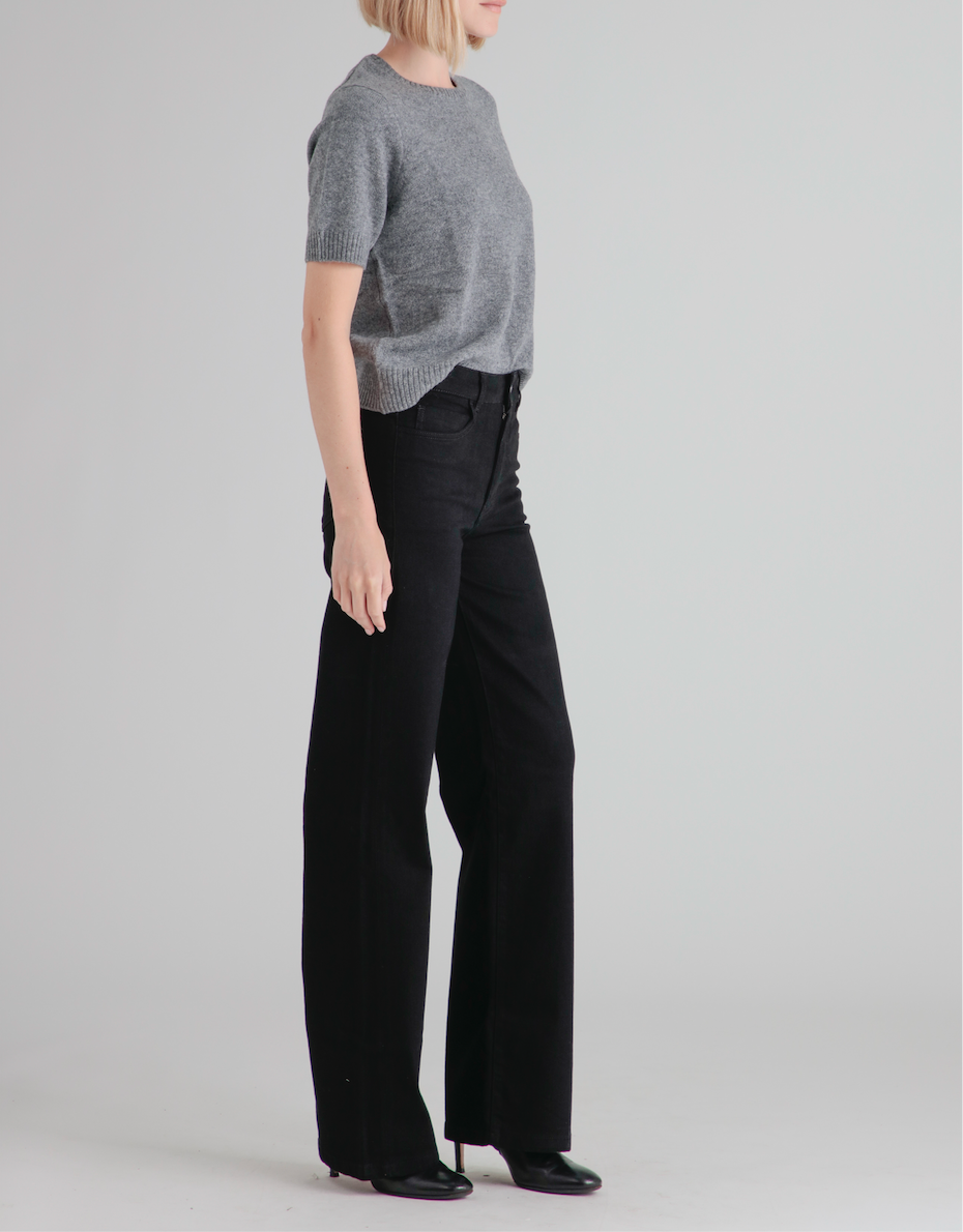 Wide Leg Silene Denim Trousers - Black - Women