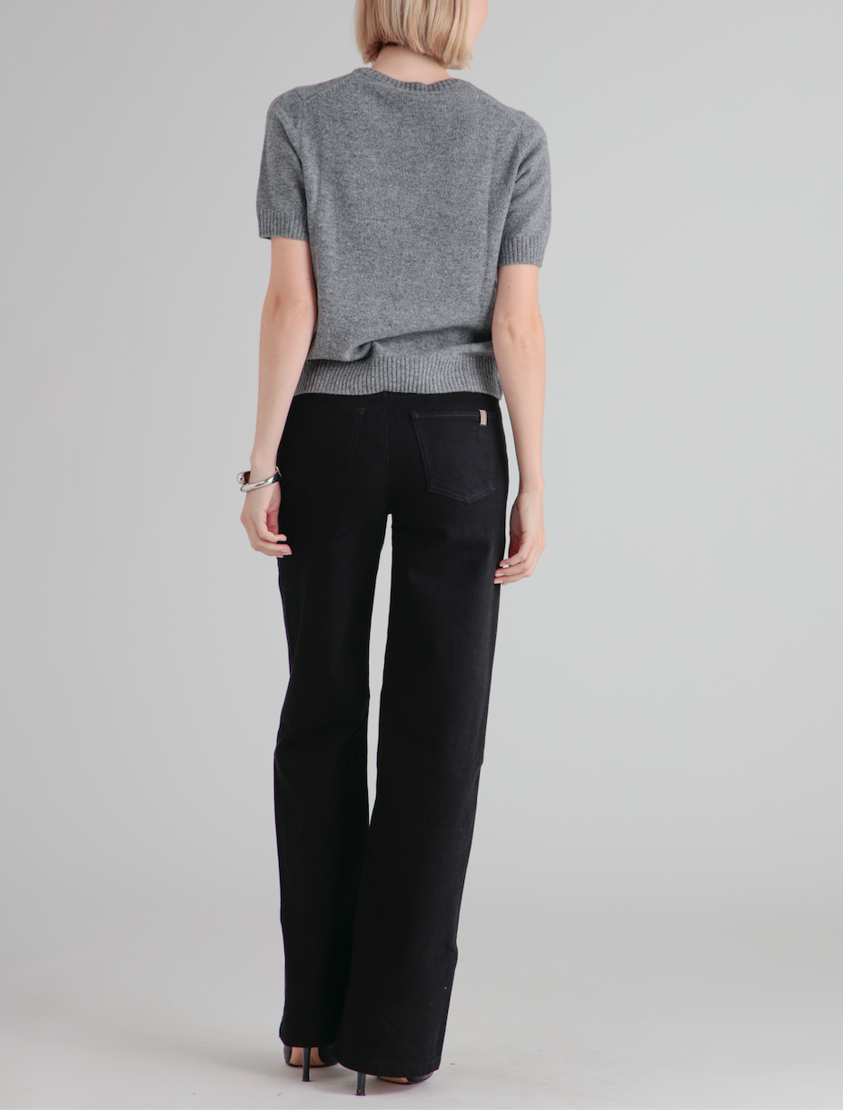 Wide Leg Silene Denim Trousers - Black - Women