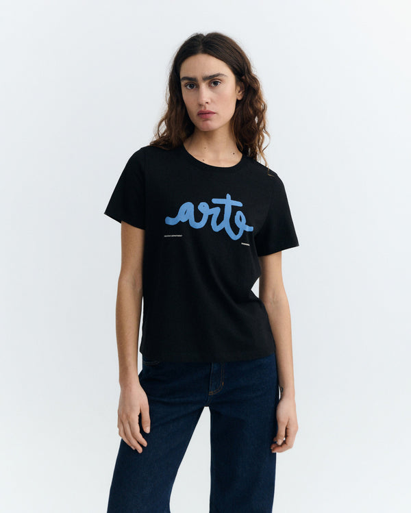Camiseta negra arte Ida sostenible - 3