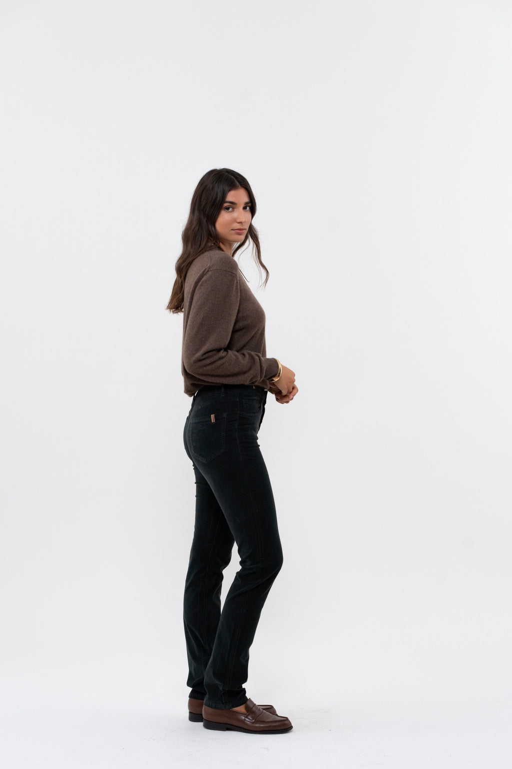 Gerade Hose Nerium Velvet - Dunkelgrün - Damen