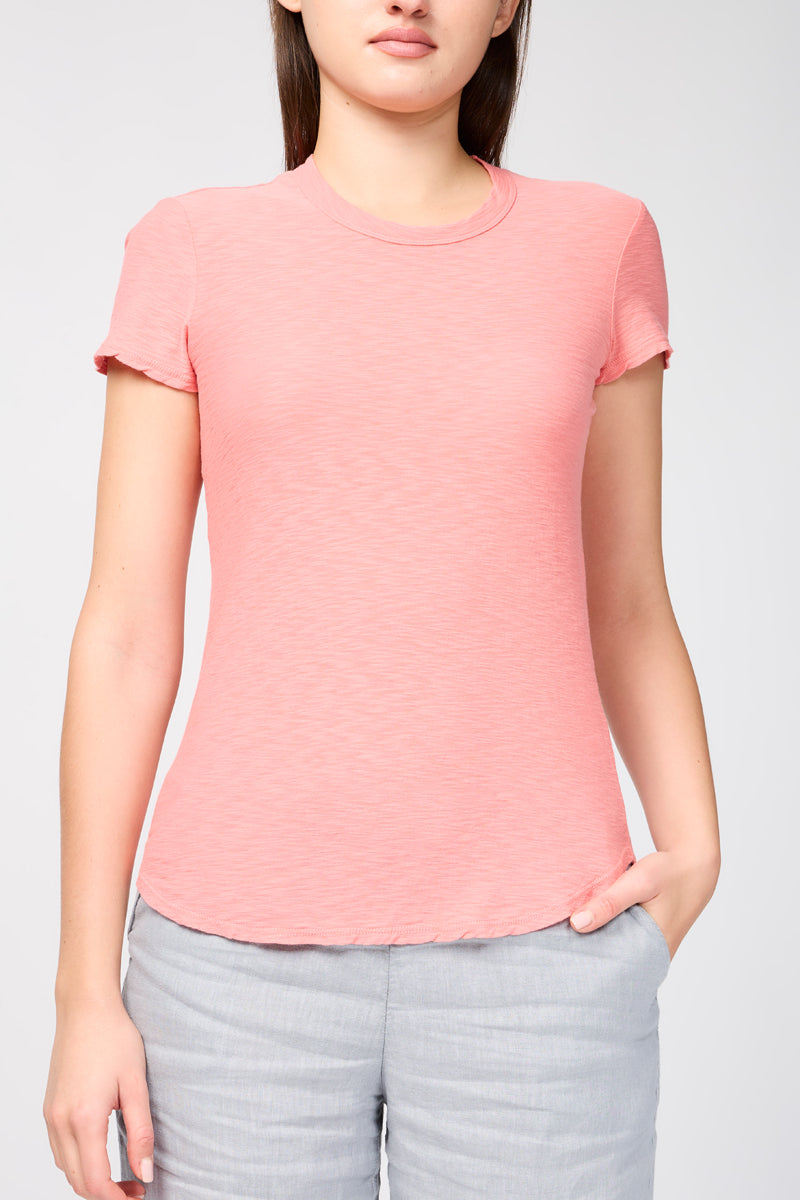Sheer Flammé Round-Neck T-Shirt - Flamant Rose - Women
