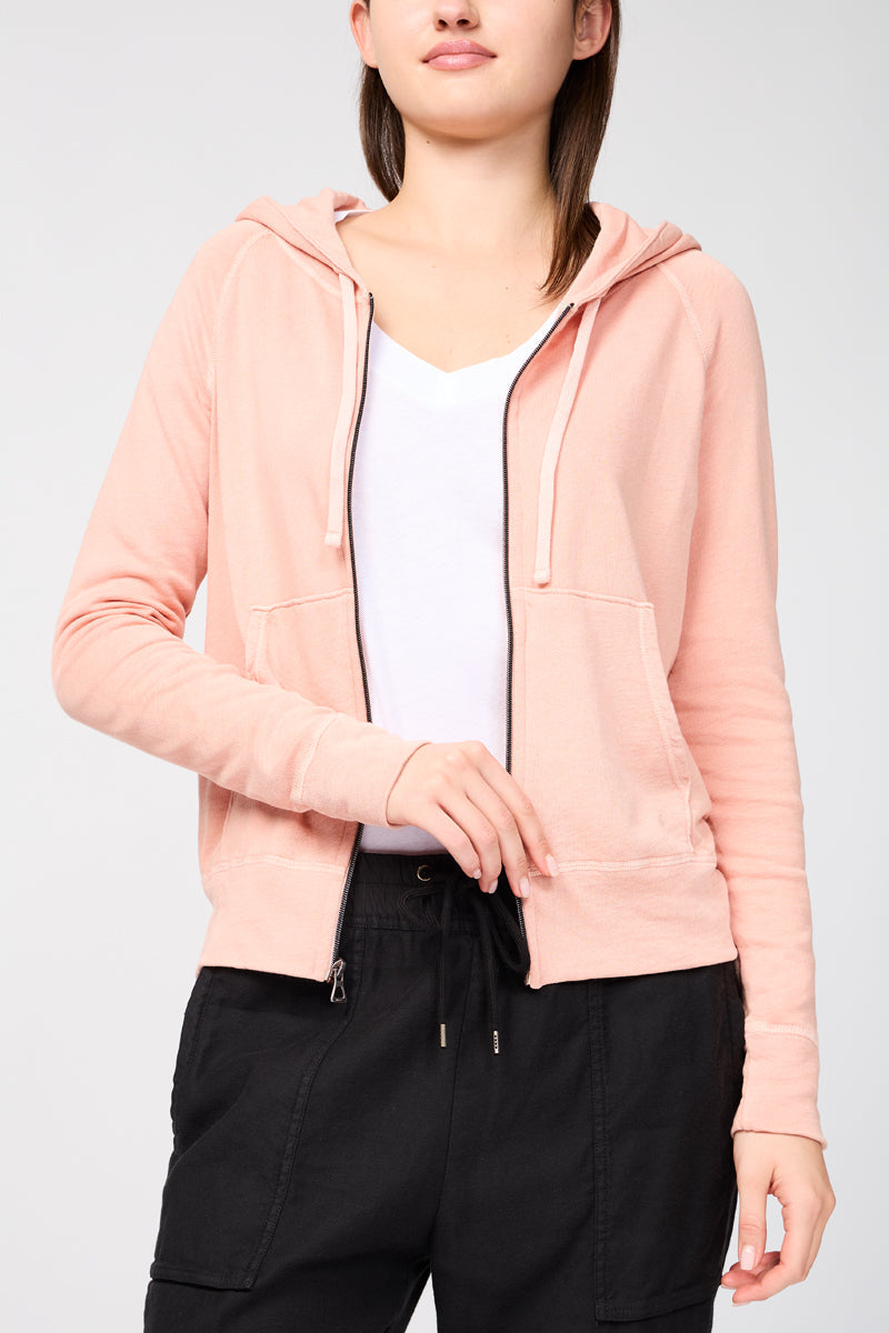 Sweat À Capuche Zippé Classique À Manches Longues - Pigment Rhubarbe - Femme