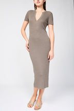 Front-Split Knit Dress - River Rock - Women