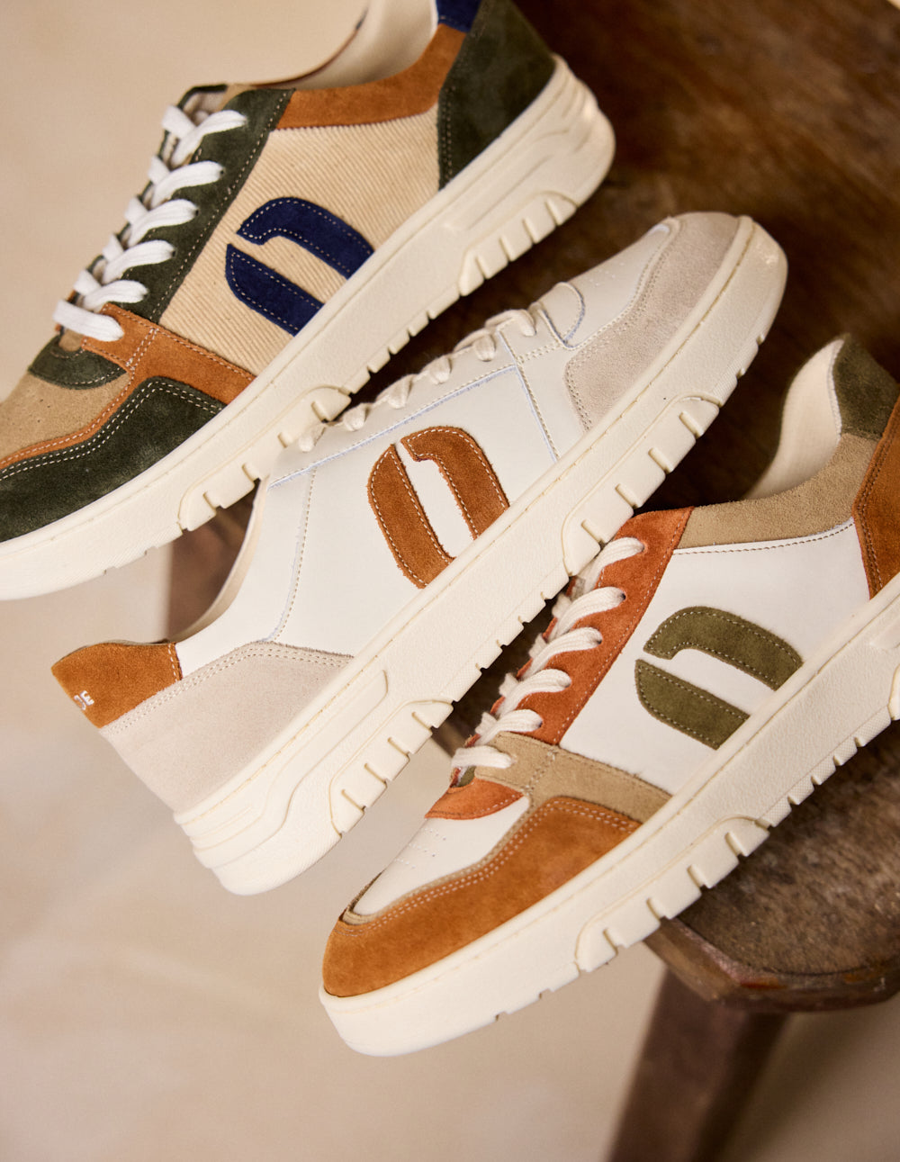 Nino Low Top Sneakers - Green Brown Beige
