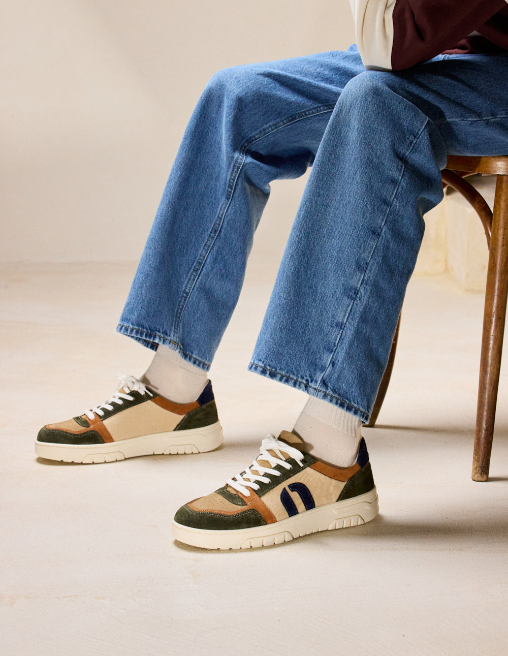 Nino Low Top Sneakers - Green Brown Beige
