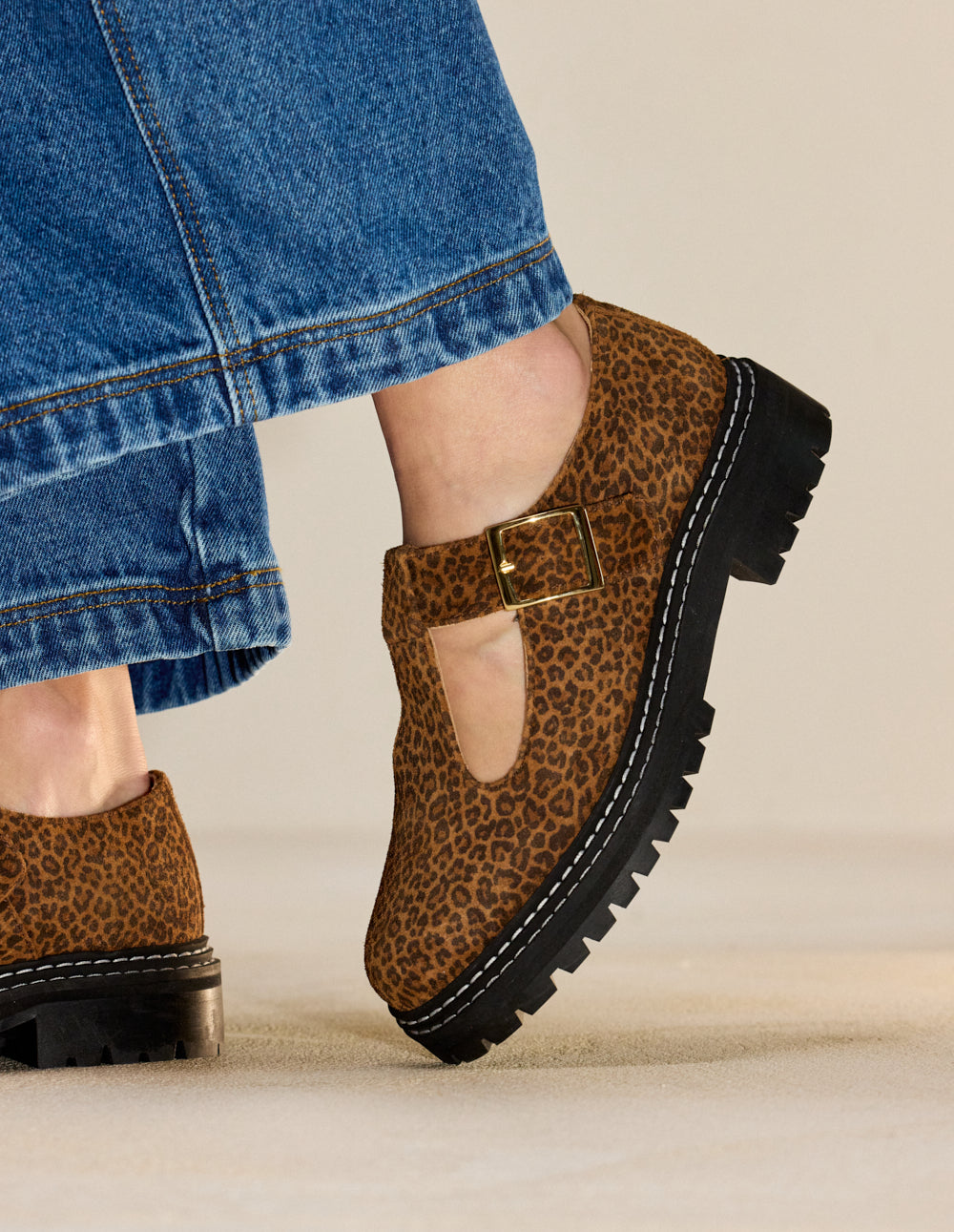 Derbies Romane - Suède Léopard - Femme
