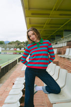 Polo Filipa rojo y aguamarina