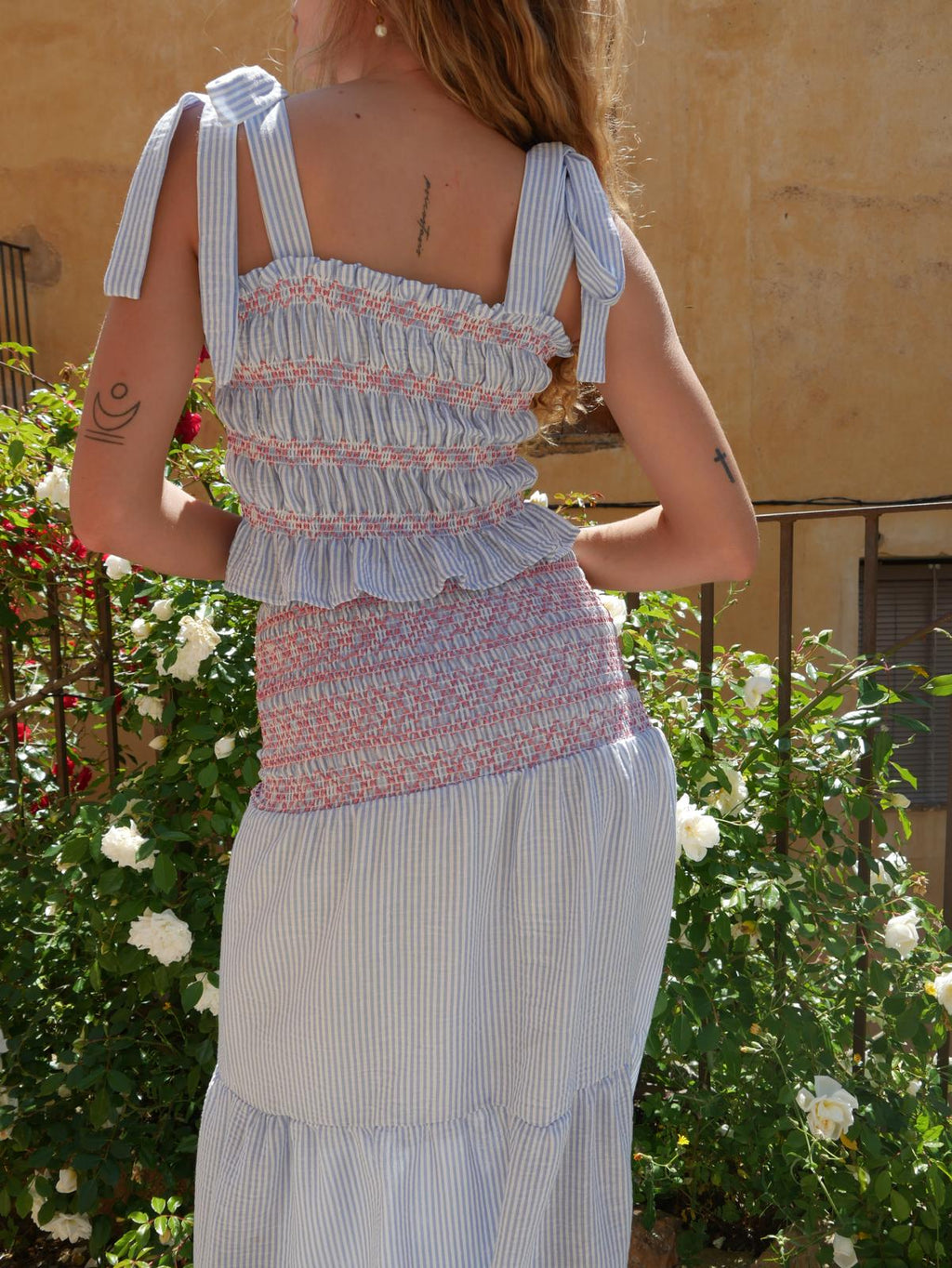 Sky Blue Striped Lina Skirt