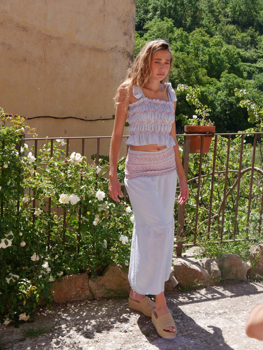 Sky Blue Striped Lina Skirt