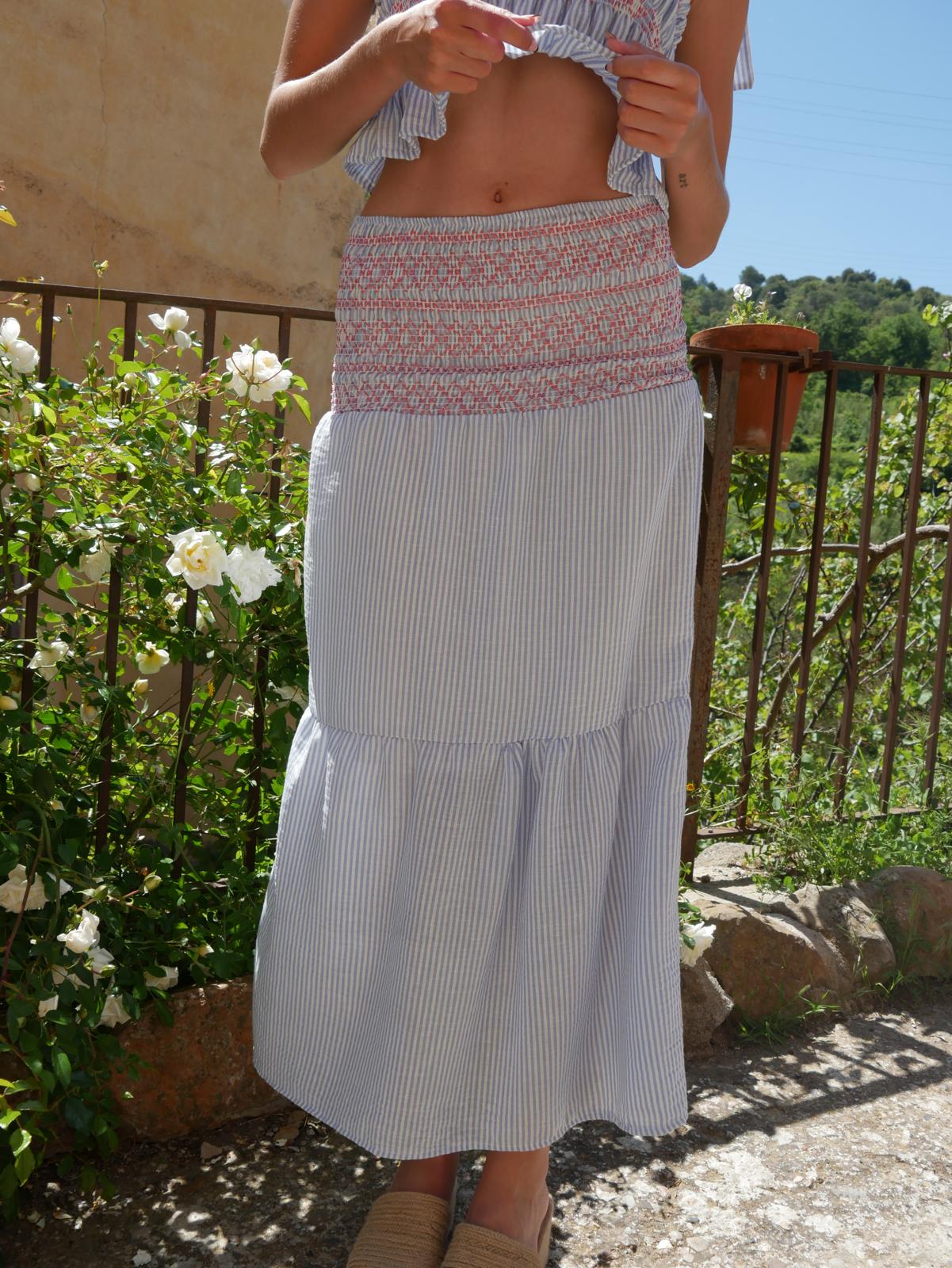 Sky Blue Striped Lina Skirt