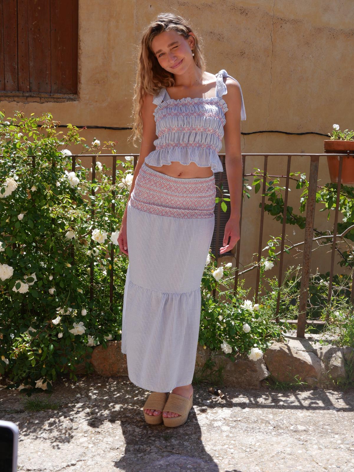 Sky Blue Striped Lina Skirt