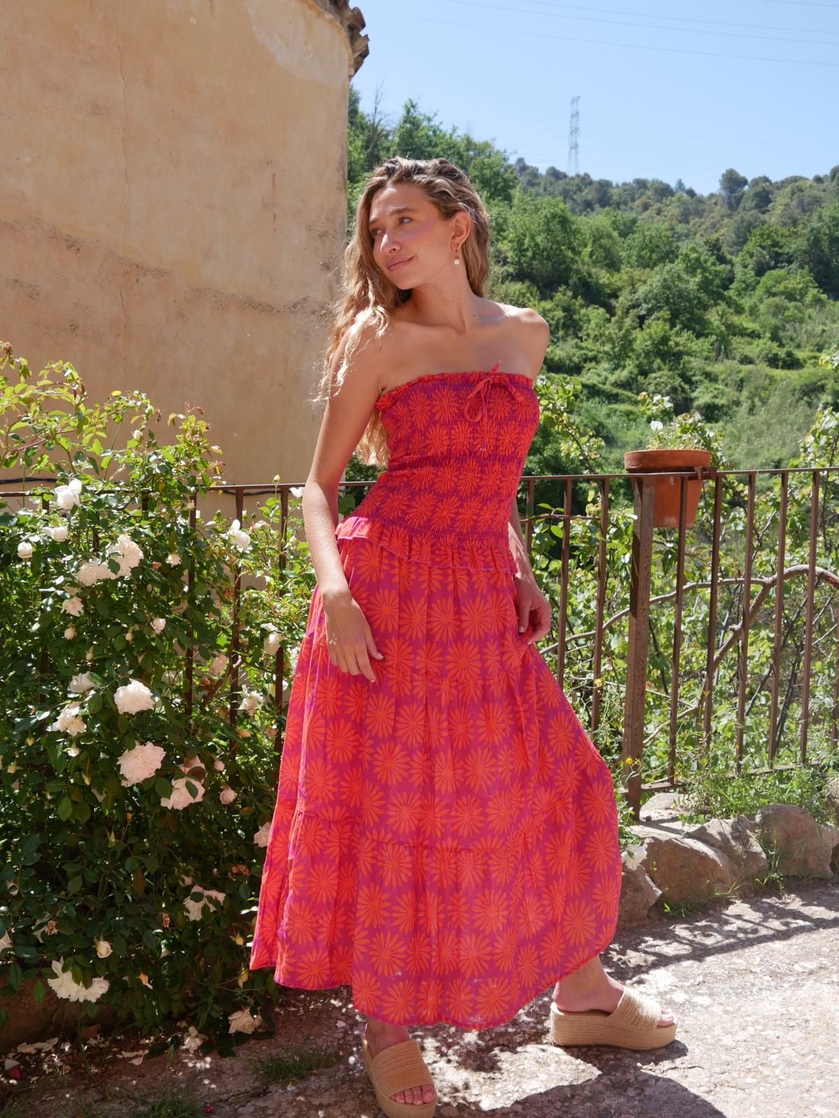 Orange Linen Dress Casiopea