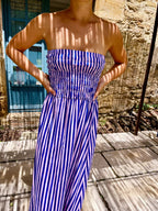 Vestido Emily De Rayas Azul Y Rosa