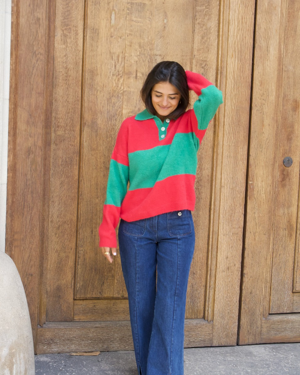 Jersey Paola Fucsia Y Verde