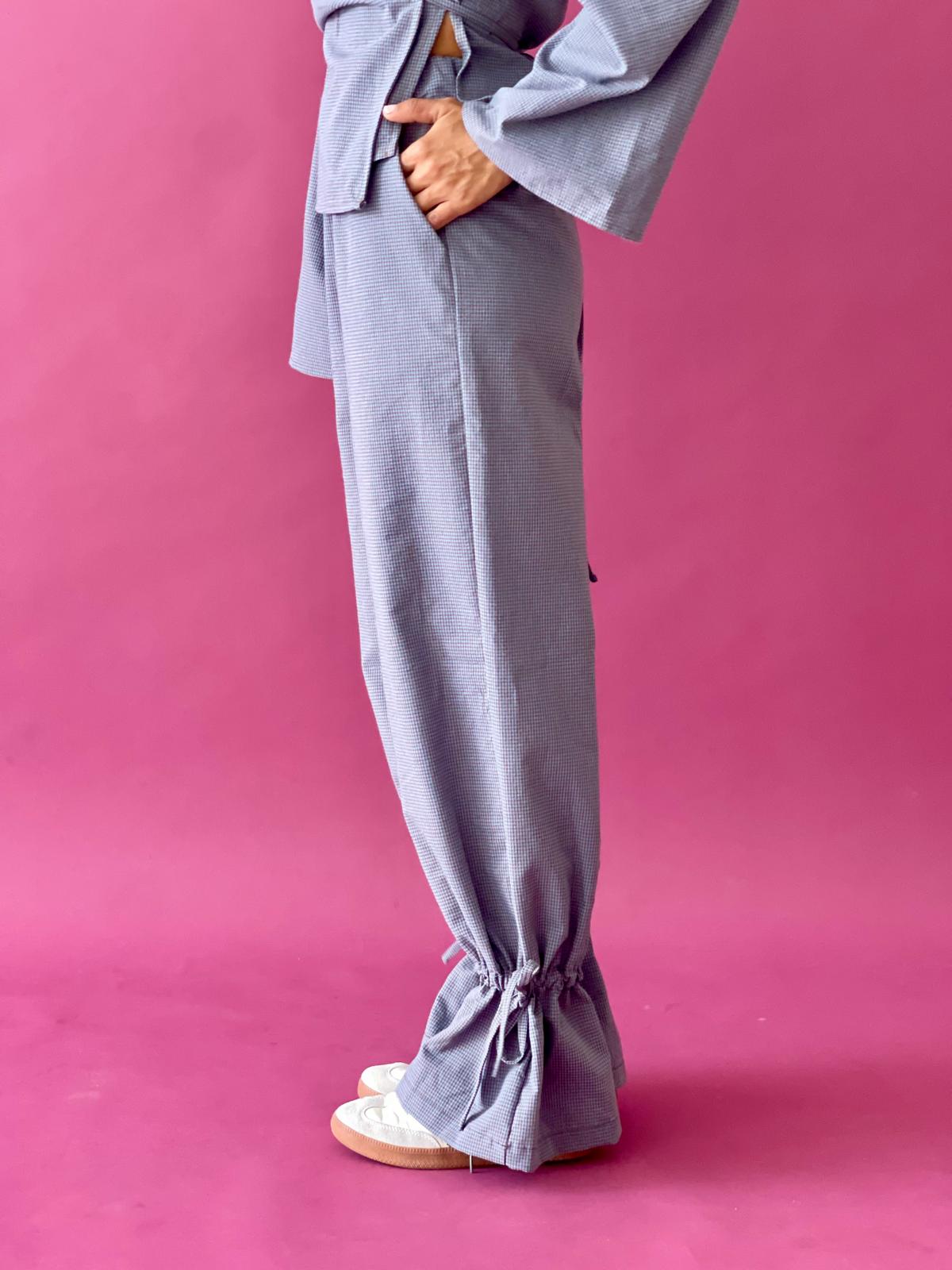 Pantalon Alea Vichy Bleu Et Marron