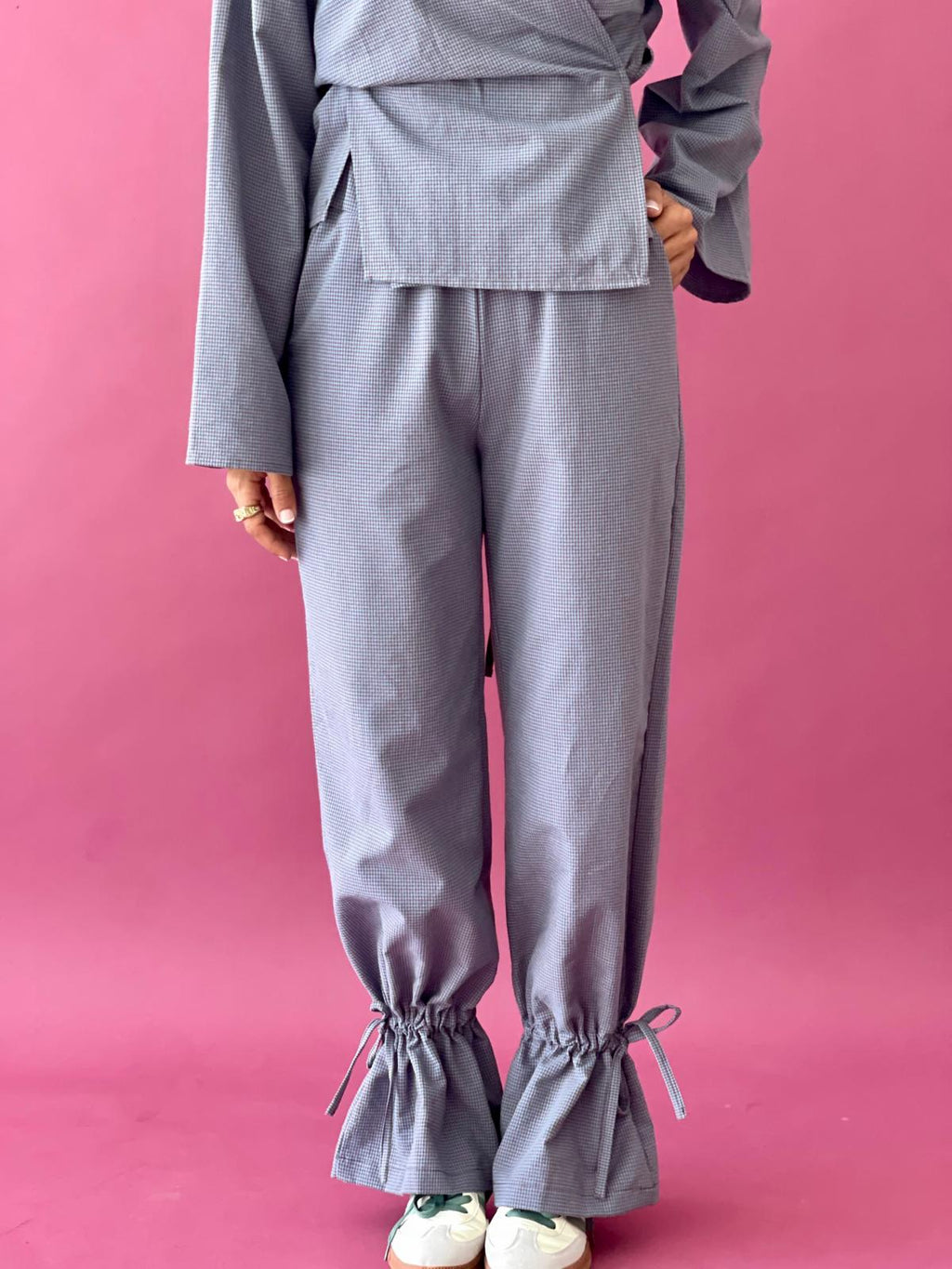 Pantalon Alea Vichy Bleu Et Marron