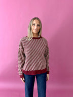 Laura Burgundy And Yellow Jersey Sweater