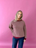 Laura Burgundy And Yellow Jersey Sweater