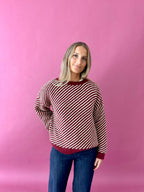 Laura Burgundy And Yellow Jersey Sweater