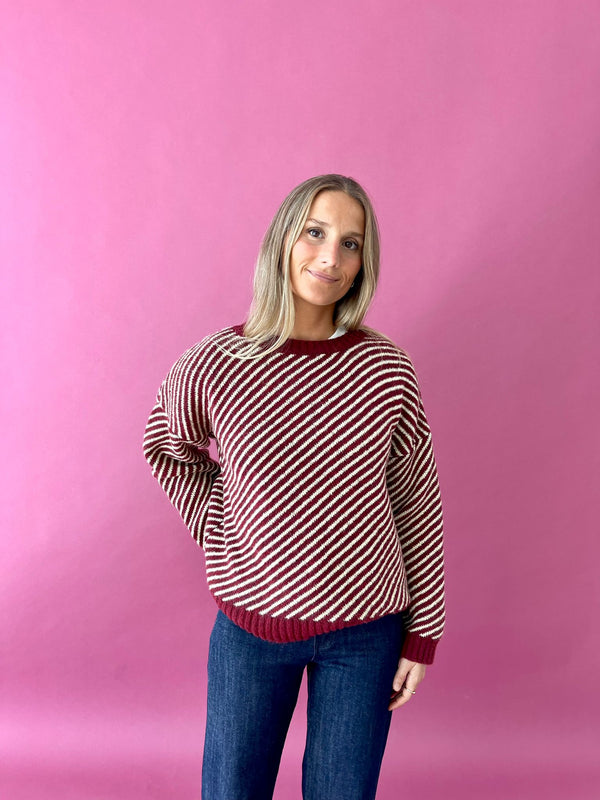 Jersey Laura De Punto Burdeos Y Amarillo