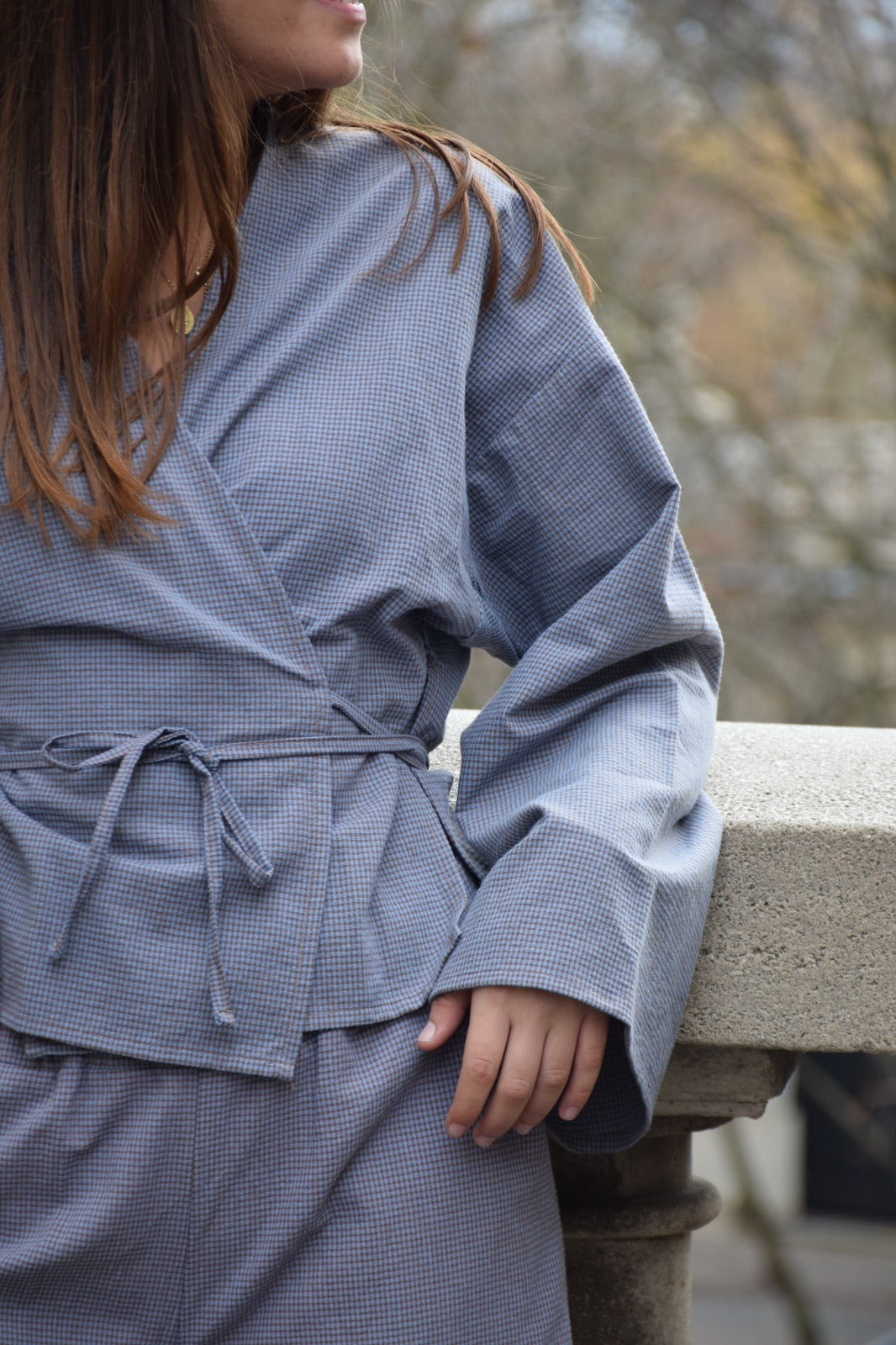 Top Alea Vichy Bleu Et Marron