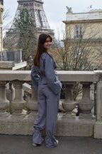 Pantalon Alea Vichy Bleu Et Marron