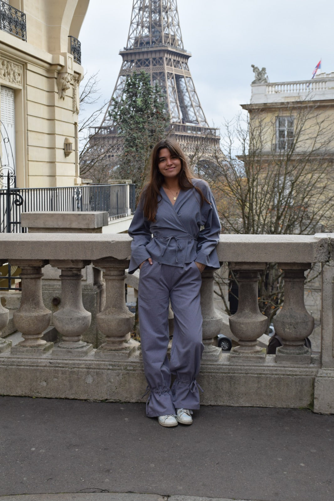 Top Alea Vichy Bleu Et Marron