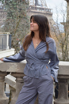 Top Alea Vichy Bleu Et Marron