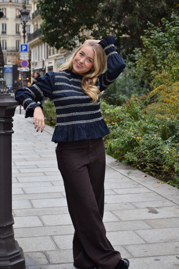 Eloise Navy blouse