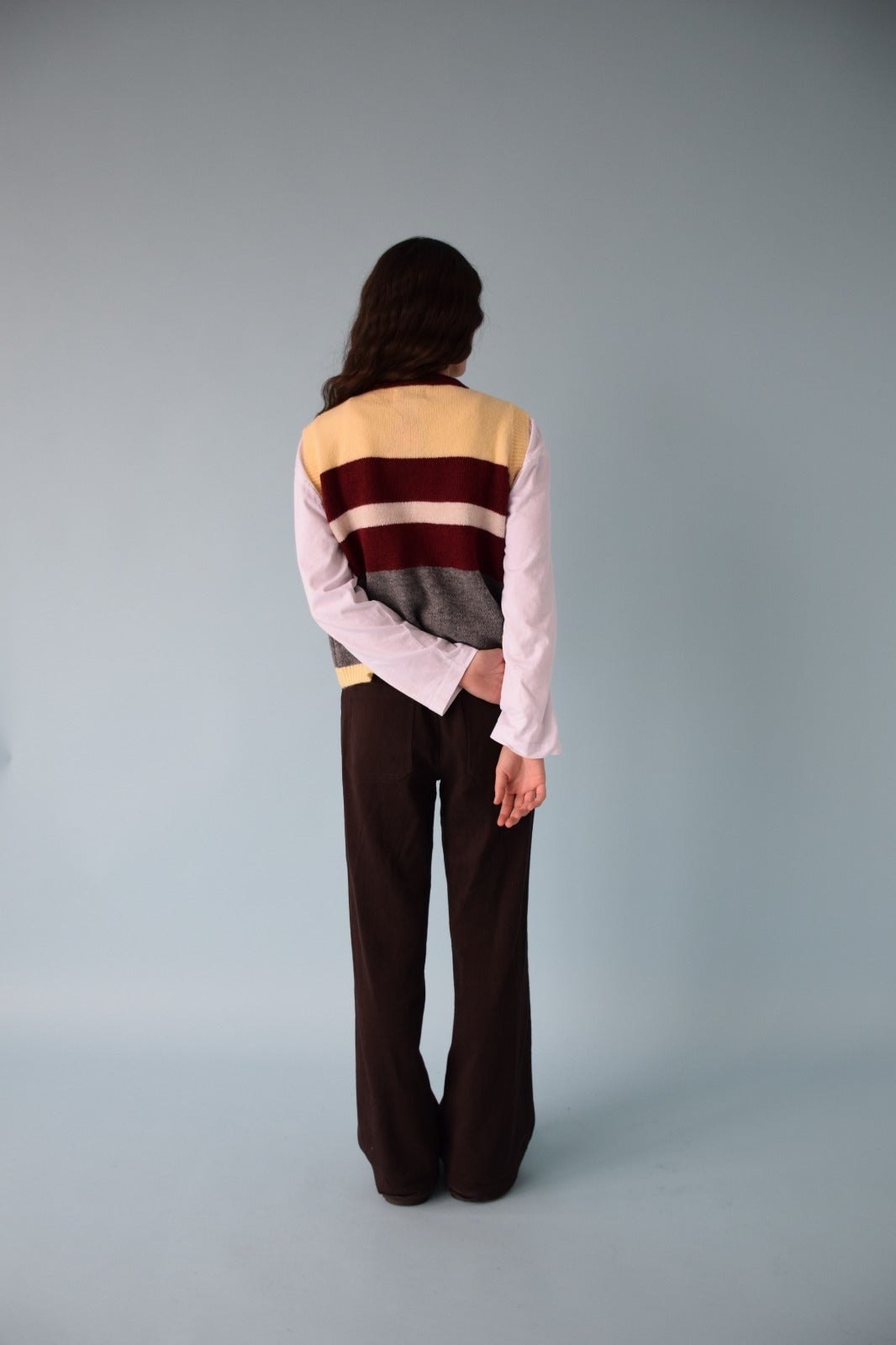 Yellow And Burgundy Emilia Vest
