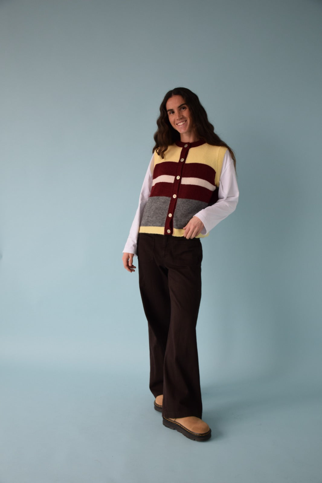 Yellow And Burgundy Emilia Vest