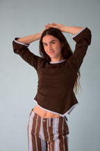 Camiseta Marta Marrón y Azul