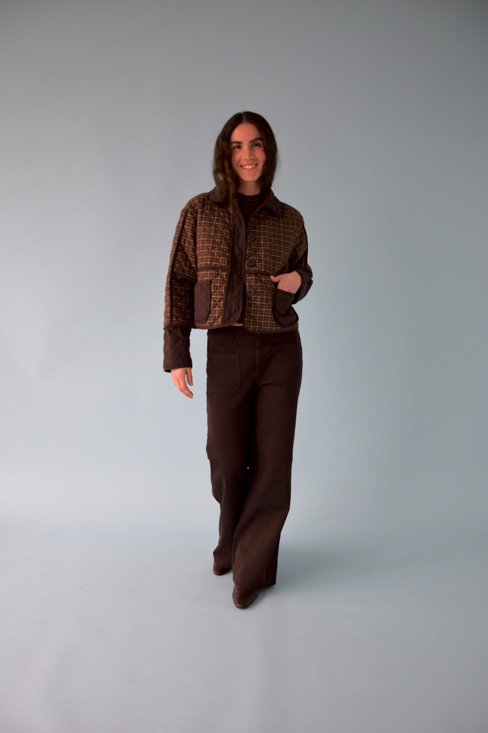 Chaqueta marrón a cuadros Mili