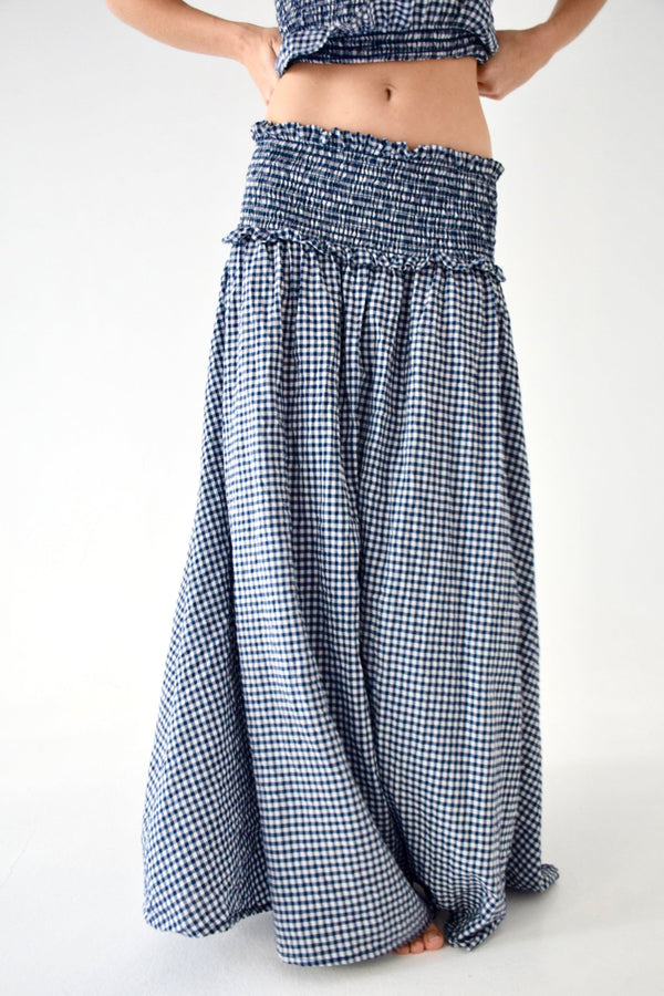 Falda Lea Cuadros Vichy Azul Marino
