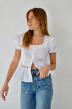 Blusa Roma Manga Corta Blanca