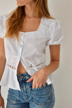 Blusa Roma Manga Corta Blanca
