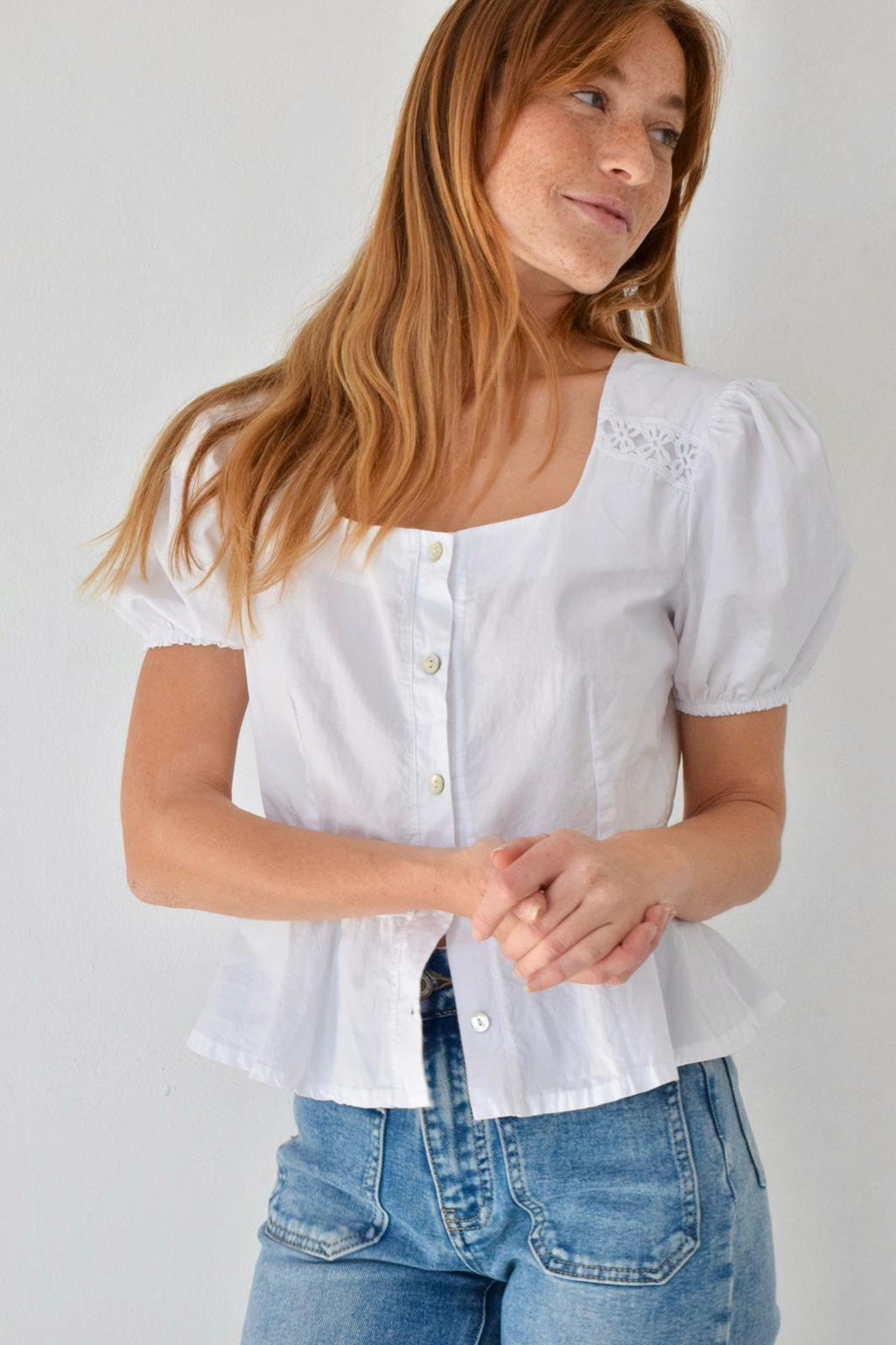 Blusa Roma Manga Corta Blanca