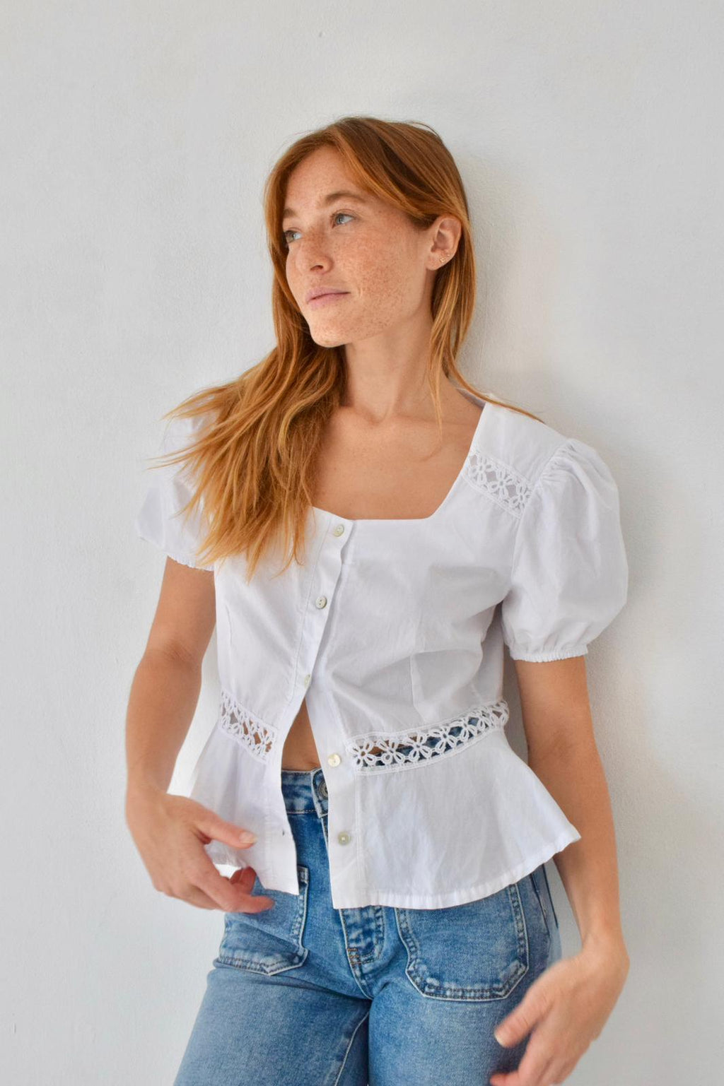 Blusa Roma Manga Corta Blanca