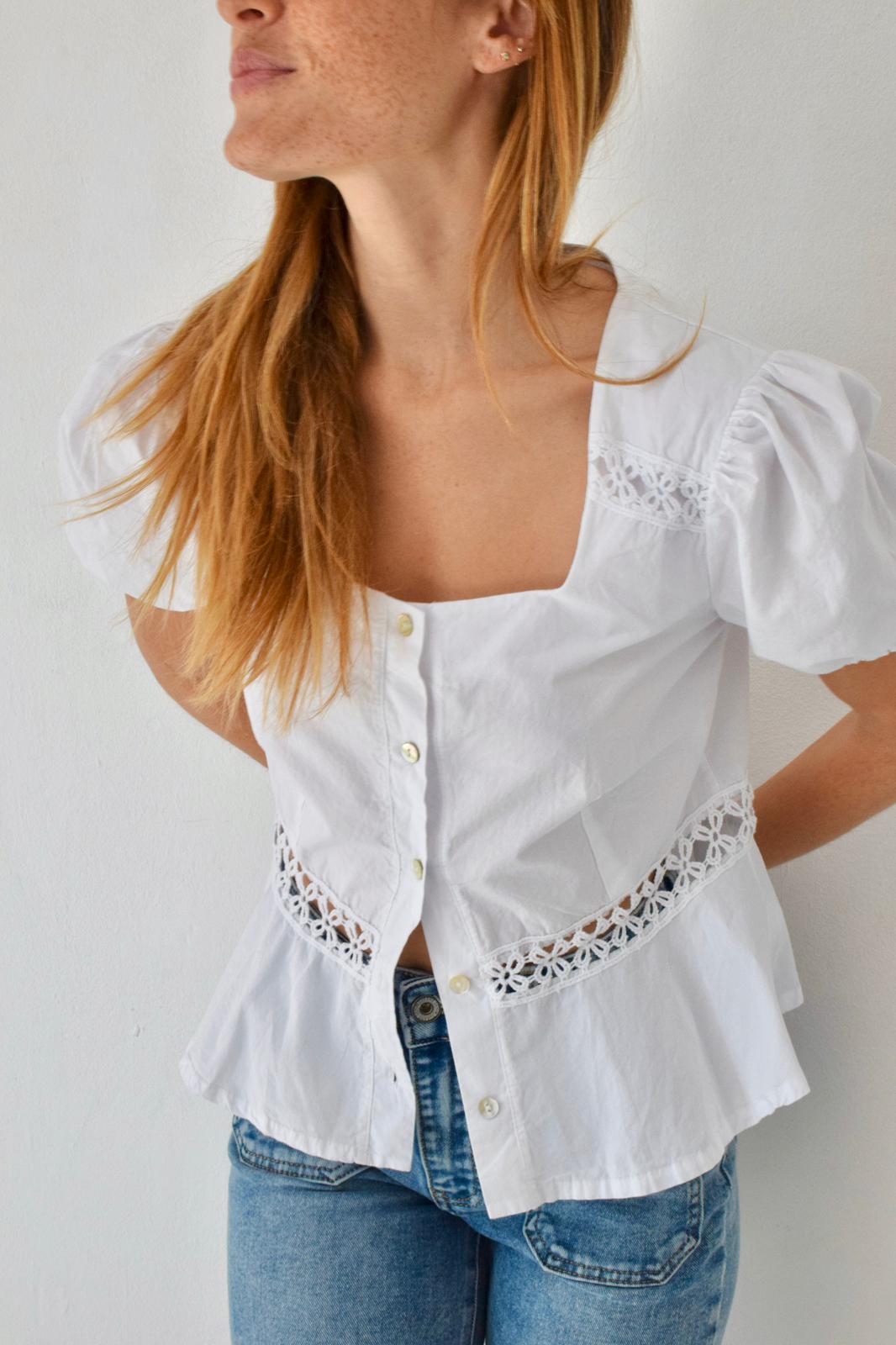 Blusa Roma Manga Corta Blanca